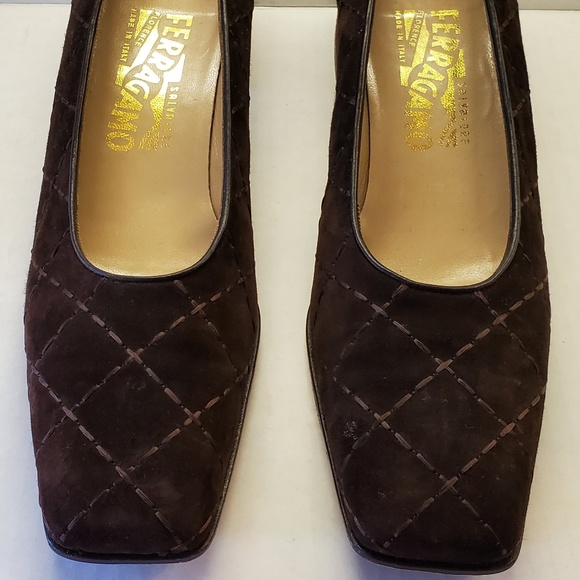 Salvatore Ferragamo Brown Quilted Suede Slip On - Picture 4 of 8